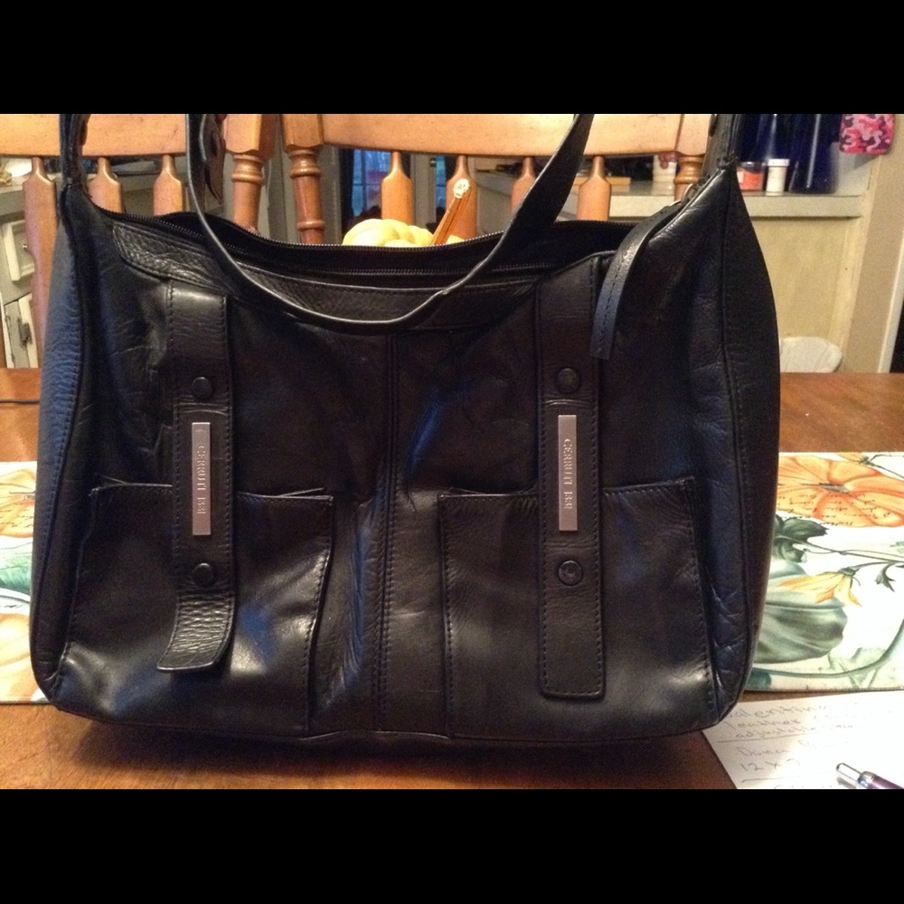 Cerruti 1881 Black Leather Shoulder Bag
